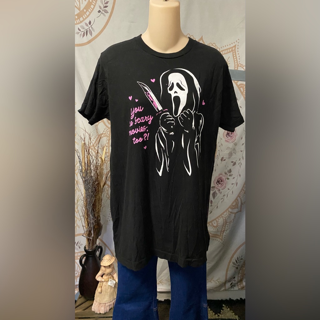 Euc Ghost Face ‘You Like Scary Movies Too? ‘ Boyfriend Fit Girls T-Shirt Size L
